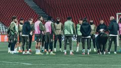Entrenamiento del Celta en Belgrado antes del partido ante el Estrella Roja.