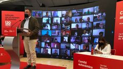 Adri�n Barb�n, presidente del Principado de Asturias, durante su intervenci�n ante el comit� auton�mico