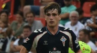 El juvenil del Celta Mateo Sobral, durante su debut en Segunda, ante el Ceuta.