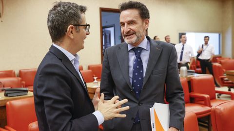 Edmundo Bal, junto al ministro de Presidencia en funciones F�lix Bola�os, en una imagen de archivo durante la Diputaci�n Permanente, en la sede del Congreso de los Diputados.