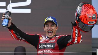 Marc M�rquez festeja su victoria en Hungr�a