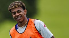 Lamine Yamal, delantero de la seleccin, durante un entrenamiento