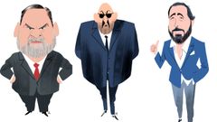 De izquierda a derecha: las caricaturas de Jos� Luis �balos, Koldo Garc�a y V�ctor de Aldama.