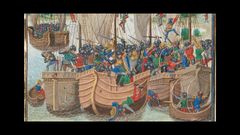 Pintura que recrea el combate de La Rochelle