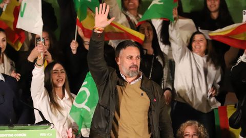 Santiago Abascal, durante un mitin de cara a las elecciones de Castilla y Le�n.