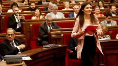 La l�der y portavoz grupo parlamentario de Ciudadanos, Lorena Rold�n, durante su intervenci�n hoy en el debate de la moci�n de censura impulsada por Ciudadanos contra el presidente de la Generalitat, Quim Torra