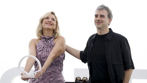 La actriz Carla Peterson y el realizador Daniel Hendler, durante la presentacin de la pelcula 27 noches.