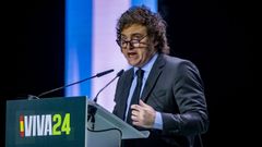 Javier Milei, el pasado fin de semana, durante su intervenci�n en un acto de Vox en Madrid