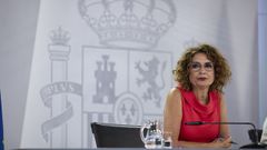 La vicepresidenta primera y ministra de Hacienda, Mara Jess Montero, en la rueda de prensa posterior al Consejo de Ministros.