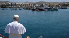 El papa Le&oacute;n XIV, durante su reciente visita a puerto de Arguinegu&iacute;n, en Mog&aacute;n (Gran Canaria).