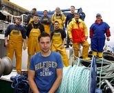 Platas con su tripulaci�n del cerquero �Tres Costas� con base en Malpica.