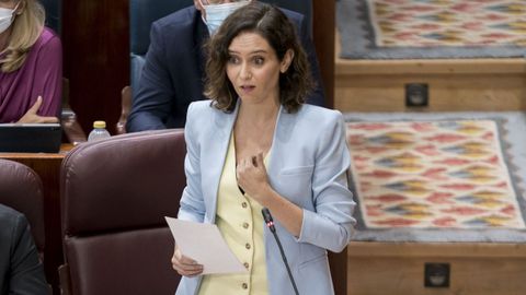 La presidenta madrile�a, Isabel D�az Ayuso, este jueves en la sesi�n de control de la Asamblea regional.