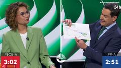 La candidata socialista, Mar�a Jes�s Montero y el del PP, Juanma Moreno, en el debate celebrado en RTVE