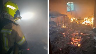 Los Bomberos de Nar�n extinguieron el fuego, que devor� enseres y basura acumulada en el interior del inmueble