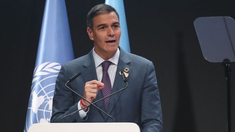 Pedro Snchez durante una intervencin en la cumbre del clima de Bak.