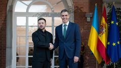 Volodmir Zelenski y Pedro Snchez en La Moncloa.
