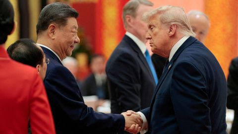 Xi y Trump, en la cena de honor en el Gran Sal�n del Pueblo.