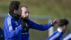 Matheus y Cornud, durante el entrenamiento en El Requexn