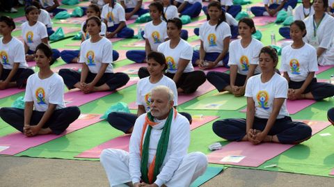 D�a Internacional del Yoga en Nueva Delhi.