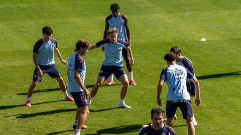 Jugadores del Celta, en el entrenamiento de este mi�rcoles.