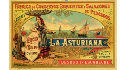 Etiqueta para lata de besugo en escabeche de conservas La Asturiana