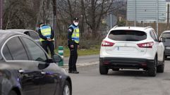 Agentes de la Polic�a Local en un control a la entrada de Monforte