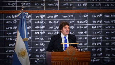 Milei, el jueves en el 171 aniversario de la Bolsa de Buenos Aires.