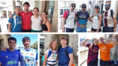 De arriba abajo, en el sentido de las agujas del reloj, amigos de Bilbao, Ja�n, C�rdoba y C�diz, Italia, madre e hijo ucranianos, y Sevilla