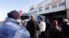 La plantilla de Freiremar protesta en Bouzas