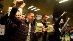Concentraci�n de miembros de sindicatos de Mossos d'Esquadra