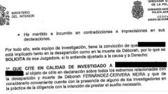 Extracto del informe policial del 2019 sobre el sospechoso.