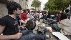 Protesta de alumnos de la Facultade de Belas Artes de Pontevedra, el pasado 14 de mayo