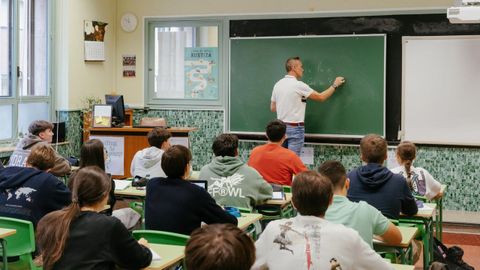 Una clase de secundaria de un instituto de Ourense, en una imagen de archivo