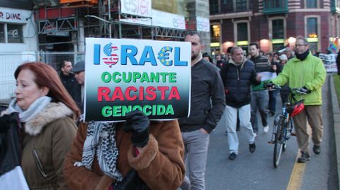 Un momento de la manifestaci�n de la Plataforma �Tarjeta Roja a Israel�