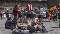 Imagen de unos peregrinos en el Obradoiro