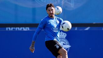 Jos� Mar�a Gim�nez, durante un entrenamiento del Deportivo.