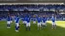 Los jugadores del Oviedo celebran el triunfo ante el Levante