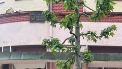 Una de las placas de la calle Matem�tico Pedrayes de Oviedo.