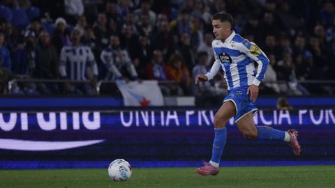 Yeremay Hernndez, durante un partido del Deportivo en Riazor