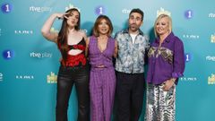 Inés Hernand, María Patiño, Aitor Albizua y Belén Esteban, presentadores de «La familia de la tele»