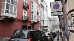 Se�alizaci�n de zona azul en la calle Coru�a, pese a que no se encuentra en vigor.