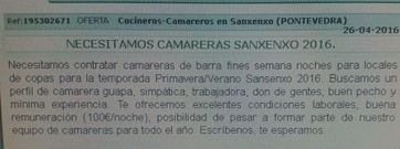 Imagen del anuncio publicado en una web. 