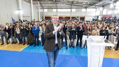 Alfonso Rueda, esta ma�ana en el mitin que tuvo en A Estrada.