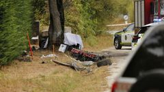 Estado en el que qued&oacute; el veh&iacute;culo del piloto ourensano Jes&uacute;s L&oacute;pez, Pijo, tras sufrir un accidente mortal en la Subida a Taboadela