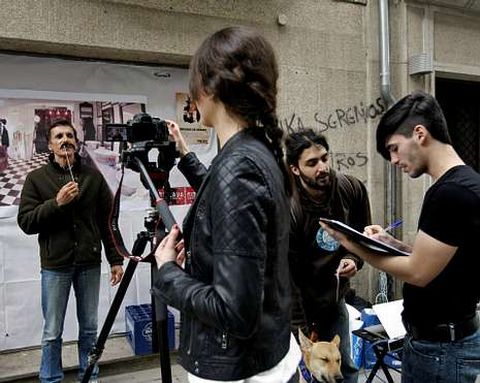 El �photocall� que montaron los alumnos de Ciencias Sociais.