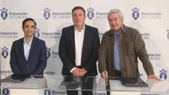 Jos� Manuel Rey, alcalde de Ferrol, Valent�n Gonz�lez Formoso, presidente de la Diputaci�n, y Manuel Ansede, presidente del Racing