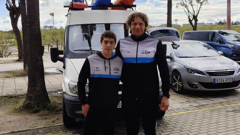 David Estbanez y Alberto Pigueiras, representantes del CP Viveiro Urban Hotel en el Campeonato de Espaa esprint celebrado en Sevilla.