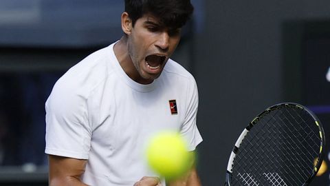 Carlos Alcaraz, en la final de Wimbledon ante Sinner