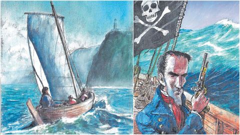 Dos de las ilustraciones de Jos� Mar�a Gallego que incluye la novela de Castroviejo publicada por Ediciones del Viento.