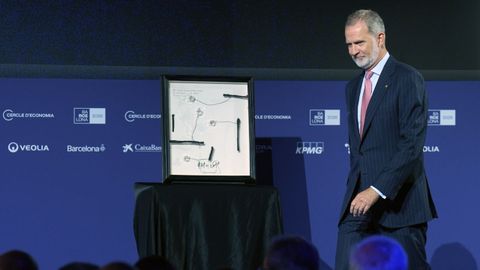 Felipe VI durante la entrega del premio Cercle d'Econom&iacute;a a la Construcci&oacute;n Europea en Barcelona
